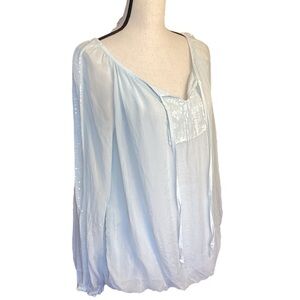 G. Ricceri Made in Italy Silk Popover Blouse Lined, Medium - Pale Blue